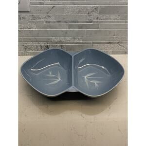 Winfield Ceramic Blue Bamboo Divided Serving Dish Mid Century Pre-Owned Rare